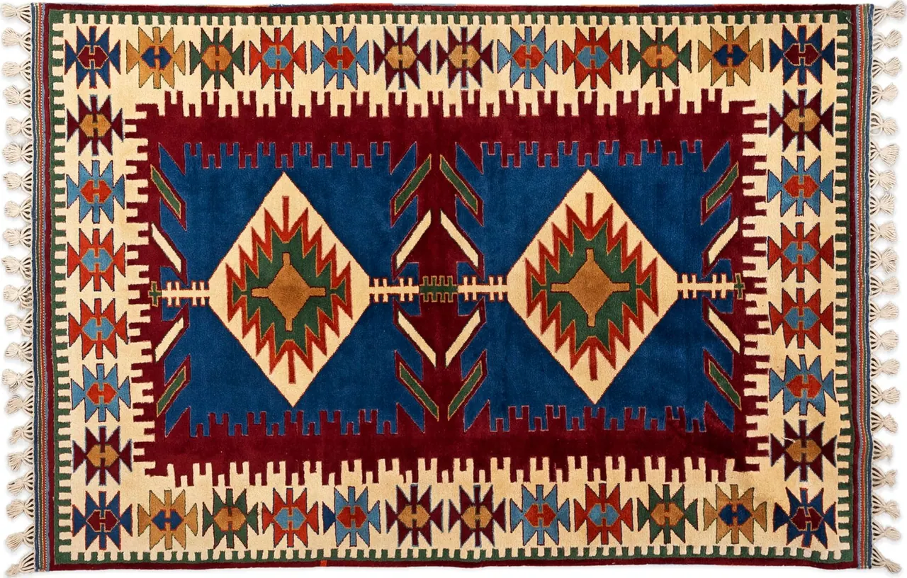 Handwoven rug No. 233, 8′ × 10′, viewed from above