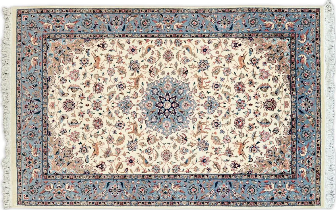 Handwoven rug No. 317, 5′ × 7′, viewed from above