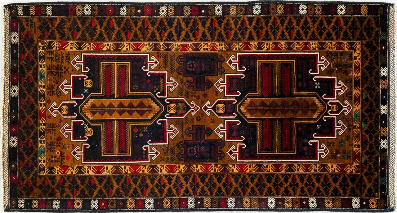 Handwoven rug No. 515, 5′ × 7′, viewed from above