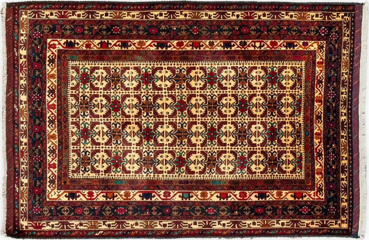 Handwoven rug No. 517, 5′ × 7′, viewed from above