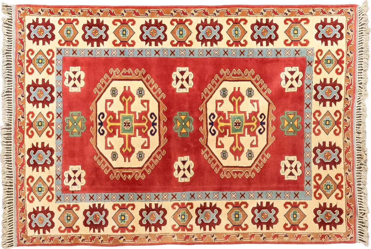 Handwoven rug No. 585, 8′ × 10′, viewed from above