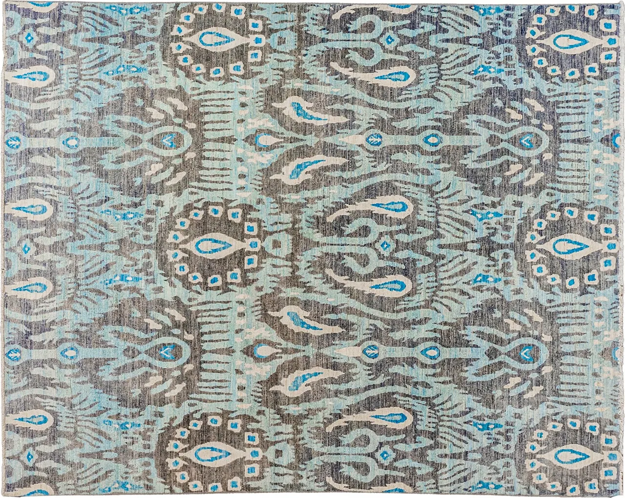 Handwoven rug No. RA 13-44, 8′ × 10′, viewed from above