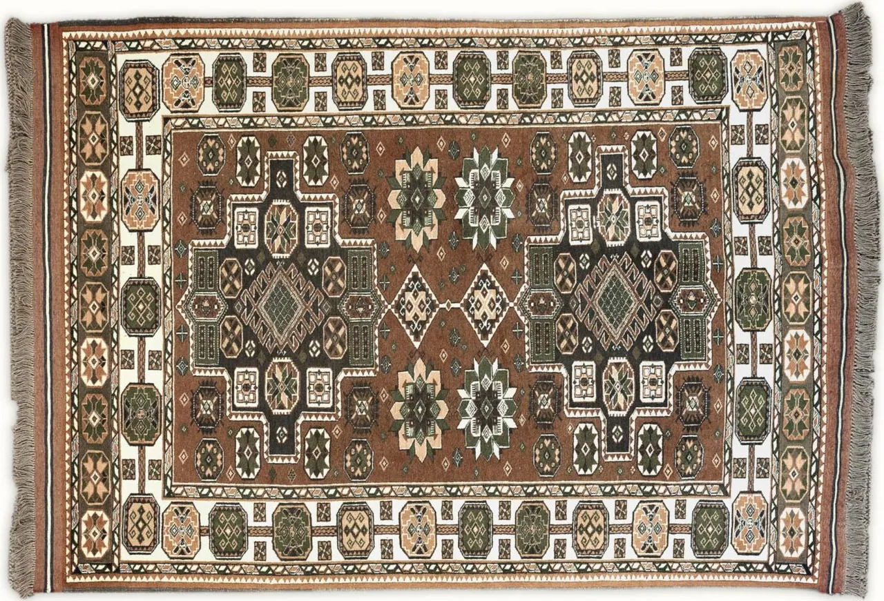 Handwoven rug No. W043, 5′ × 7′, viewed from above
